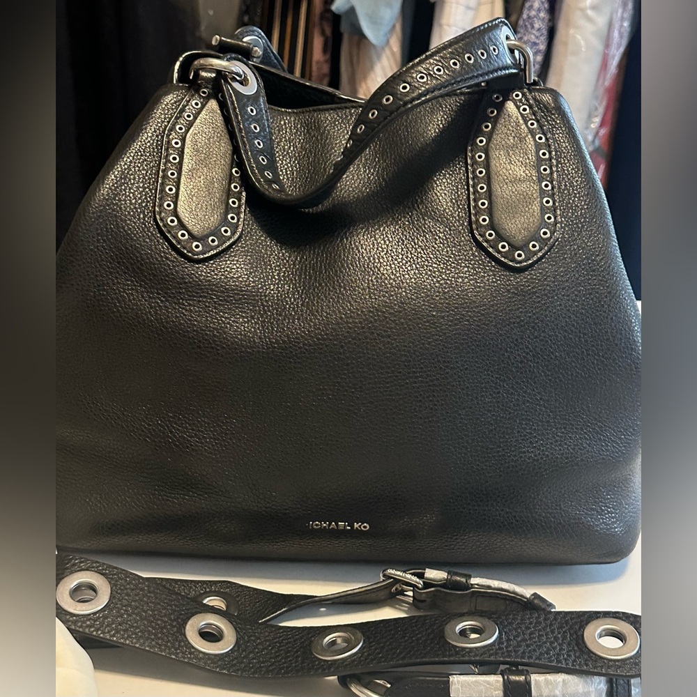 Michael Kors Black Studded Shoulder Bag - Picture 2 of 10